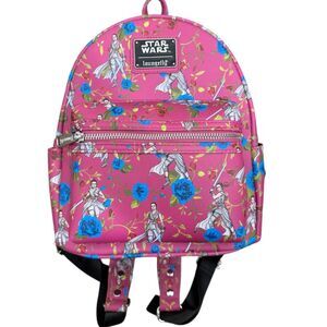 NWOT Loungefly Womens Pink Floral Star Wars Backpack Rey Disney